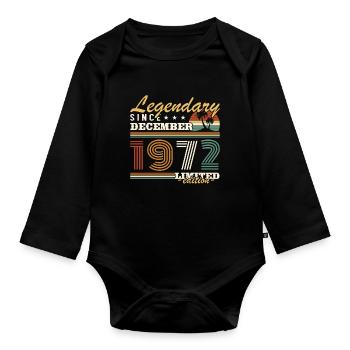 Dezember 1972 Vintage Geburtstagsgeschenk - Baby Bio-Langarm-Body - Schwarz - Vorne