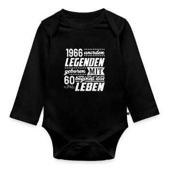 Légendes 1966 Anniversaire Grunge Musique Vie - Body Bébé bio manches longues - noir - Devant