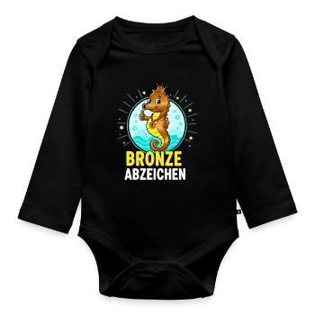 Insigne de bronze Cours de natation réussi - Body Bébé bio manches longues - noir - Devant