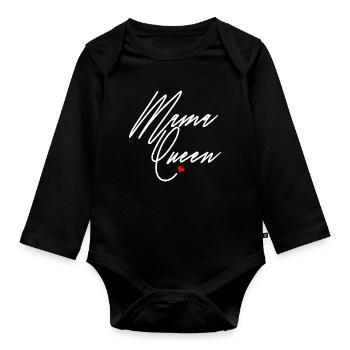 Mama Queen Black Afro Mom Melanin Proud Black Moms - Organic Longsleeve Baby Bodysuit - black - Front