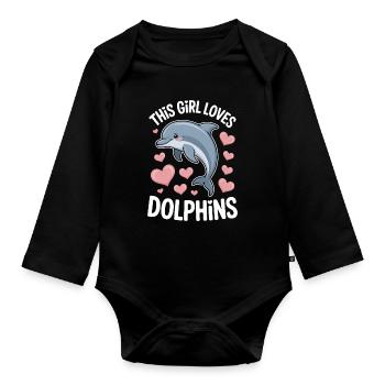 dauphin disant fille drôle dauphin cadeau - Body Bébé bio manches longues - noir - Devant