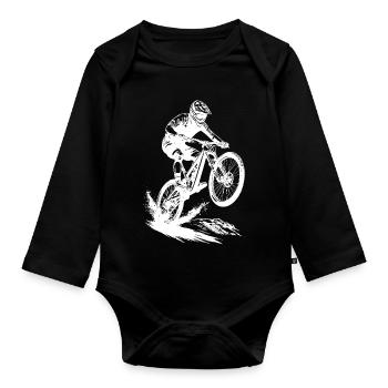 Energischer Mountainbike-Kunst-Radfahrer - Baby Bio-Langarm-Body - Schwarz - Vorne
