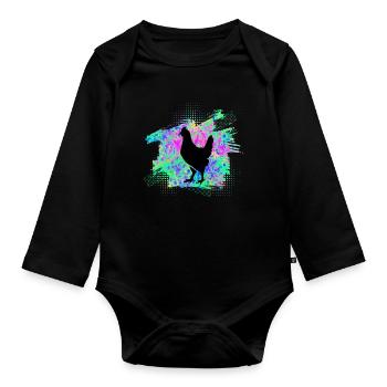 Chicken Chickens - Organic Longsleeve Baby Bodysuit - black - Front
