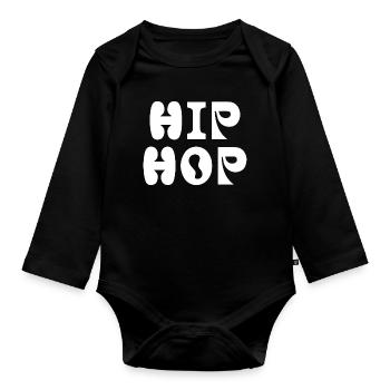 Bold Hip Hop Typographic Crest - Organic Longsleeve Baby Bodysuit - black - Front