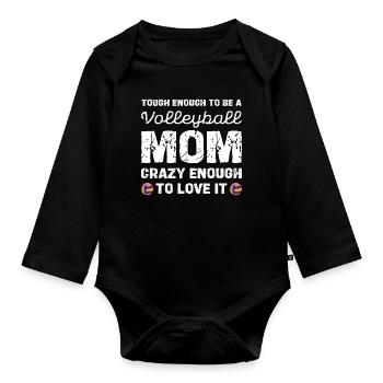 Volleyball Mama Mutig Und Liebt Es - Baby Bio-Langarm-Body - Schwarz - Vorne