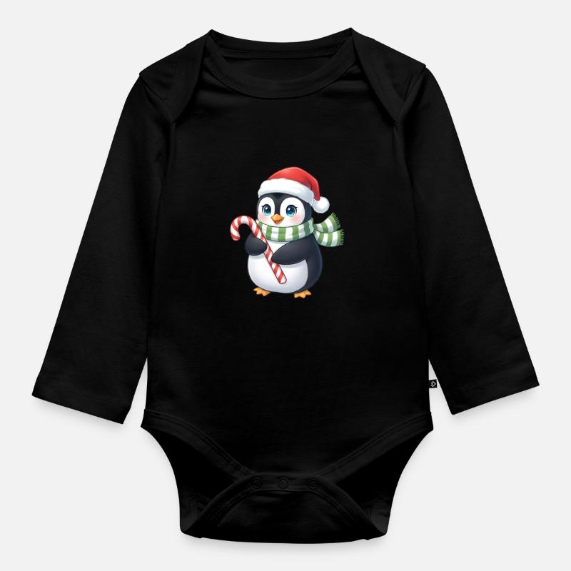 Weihnachtspinguin - eine tolle Geschenkidee - Baby Bio-Langarm-Body - Schwarz
