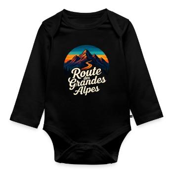 Route des Grandes Alpes Vintage - Organic Longsleeve Baby Bodysuit - black - Front