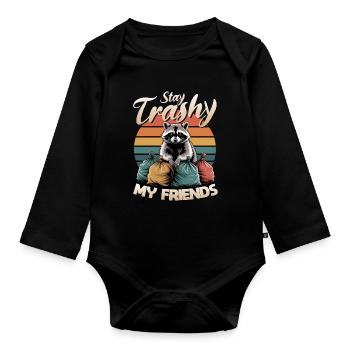 Funny Raccoon - Baby Bio-Langarm-Body - Schwarz - Vorne