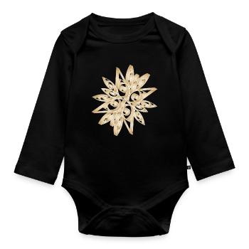 Étoile en filigrane à l’aspect quilling – motif de Noël - Body Bébé bio manches longues - noir - Devant