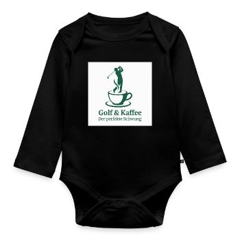 Golf & Coffee – The Perfect Swing - Organic Longsleeve Baby Bodysuit - black - Front