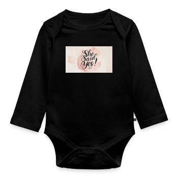 Sie sagte Ja – Verlobungsfeier Stil - Baby Bio-Langarm-Body - Schwarz - Vorne