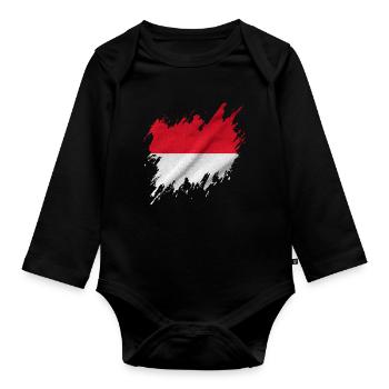 Drapeau indonésien, style déchiré - Body Bébé bio manches longues - noir - Devant