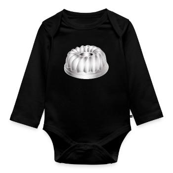 Bundt cake baking pan – simple kitchen motif - Organic Longsleeve Baby Bodysuit - black - Front