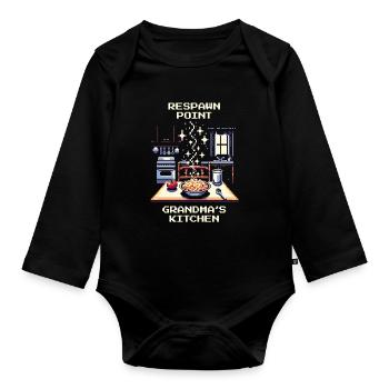 Respawn Point | Großmutters Küche Liebe - Baby Bio-Langarm-Body - Schwarz - Vorne