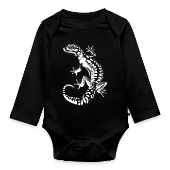 Gecko Silhouette Leopard Gecko - Organic Longsleeve Baby Bodysuit - black - Front
