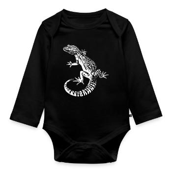 Gecko Léopard Gecko Contraste - Body Bébé bio manches longues - noir - Devant