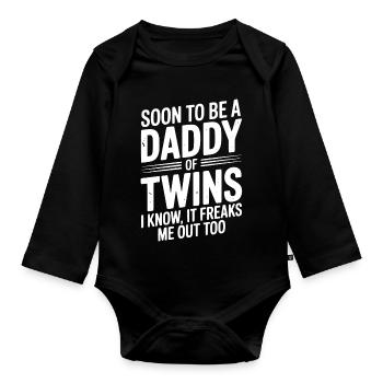 Bald Vater von Zwillingen - Baby Bio-Langarm-Body - Schwarz - Vorne