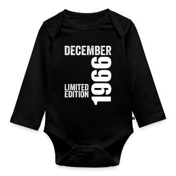 Cadeau Anniversaire Rétro - Décembre 1966 - Body Bébé bio manches longues - noir - Devant