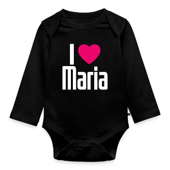 J’aime Maria Coeur rose J’aime Maria - Body Bébé bio manches longues - noir - Devant