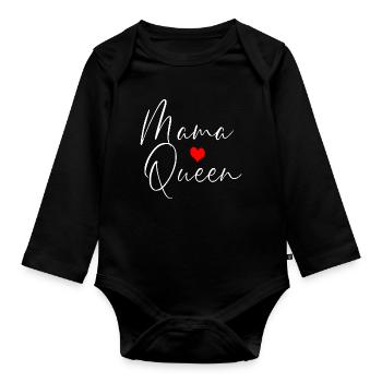 Mama Queen Mother’s Day Women Empowerment Elegant  - Organic Longsleeve Baby Bodysuit - black - Front