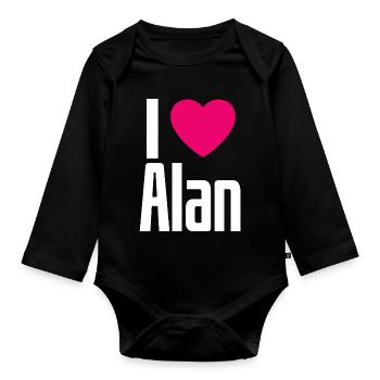 I Love Alan Pinkes Herz Ich liebe Alan - Baby Bio-Langarm-Body - Schwarz - Vorne