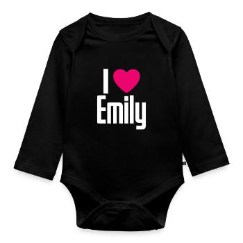 J’aime Emily Coeur Rose J’aime Emily - Body Bébé bio manches longues - noir - Devant