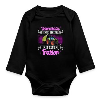 Landwirtin - Baby Bio-Langarm-Body - Schwarz - Vorne