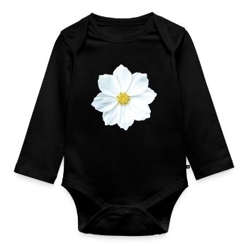 Blume - Baby Bio-Langarm-Body - Schwarz - Vorne