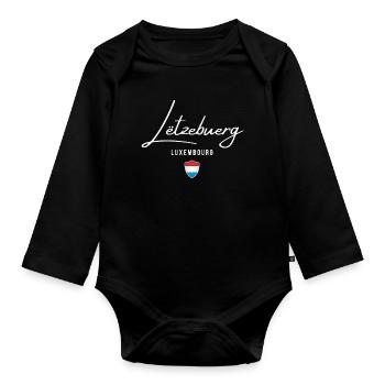 J’adore le Luxembourg, je suis né au Luxembourg - Body Bébé bio manches longues - noir - Devant
