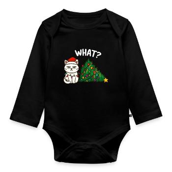Annyoed Cat Christmas Lights - Organic Longsleeve Baby Bodysuit - black - Front