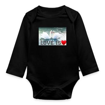 L’amour est le cœur du cygne - Body Bébé bio manches longues - noir - Devant