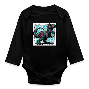 dinosaure - Body Bébé bio manches longues - noir - Devant