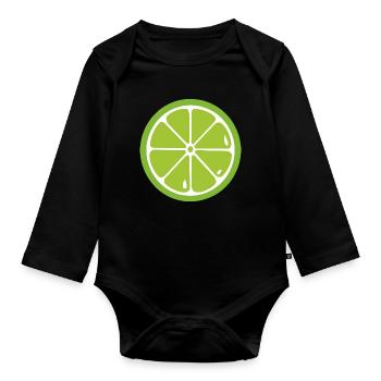Limette Lime - Organic Longsleeve Baby Bodysuit - black - Front