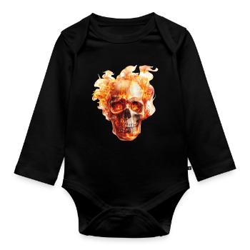Skull Flames - Organic Longsleeve Baby Bodysuit - black - Front