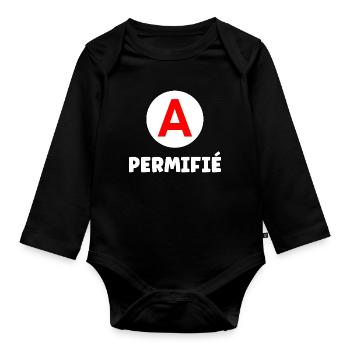 Humour permis de conduire - Body Bébé bio manches longues - noir - Devant