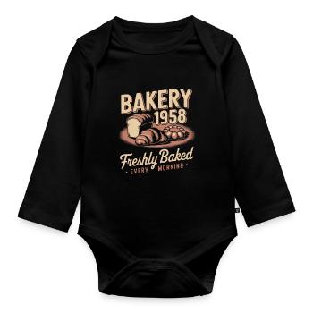 Vintage Bakery Advertising - Organic Longsleeve Baby Bodysuit - black - Front