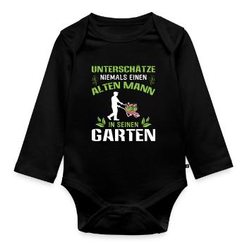Garden Gardener Gardening Gardening Gardening Gardening - Organic Longsleeve Baby Bodysuit - black - Front