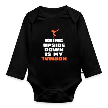 Upside Down Ist Mein Normal - Baby Bio-Langarm-Body - Schwarz - Vorne