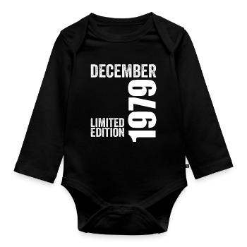 Cadeau Anniversaire Rétro - Décembre 1979 - Body Bébé bio manches longues - noir - Devant