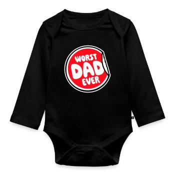 Le pire papa de tous les temps Drôle Sarcastique Papa pour la fête des pères - Body Bébé bio manches longues - noir - Devant
