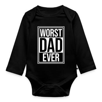 Le pire papa de tous les temps Drôle Sarcastique Papa pour la fête des pères - Body Bébé bio manches longues - noir - Devant
