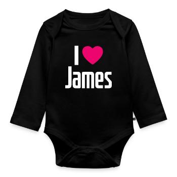 J’aime James Coeur rose J’aime James - Body Bébé bio manches longues - noir - Devant