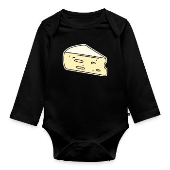 Humor Brie-Käse - Baby Bio-Langarm-Body - Schwarz - Vorne