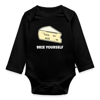 Humor Brie-Käse - Baby Bio-Langarm-Body - Schwarz - Vorne