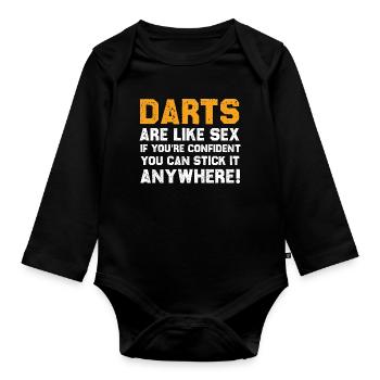 Drôle de fléchettes citation chemise - Body Bébé bio manches longues - noir - Devant