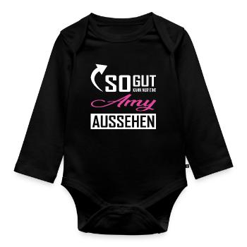 So gut kann nur eine Amy aussehen - Baby Bio-Langarm-Body - Schwarz - Vorne