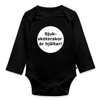 Les infirmières sont des héroïnes ! (Cercle blanc) - Body Bébé bio manches longues - noir - Devant