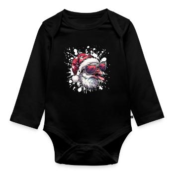 Colombe oiseau Noël drôle - Body Bébé bio manches longues - noir - Devant