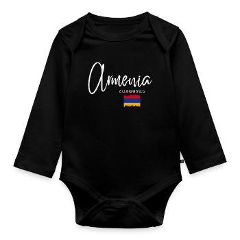 Made in Armenia, armenischer Stolz - Baby Bio-Langarm-Body - Schwarz - Vorne