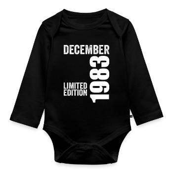 Cadeau Anniversaire Rétro - Décembre 1983 - Body Bébé bio manches longues - noir - Devant